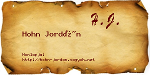Hohn Jordán névjegykártya